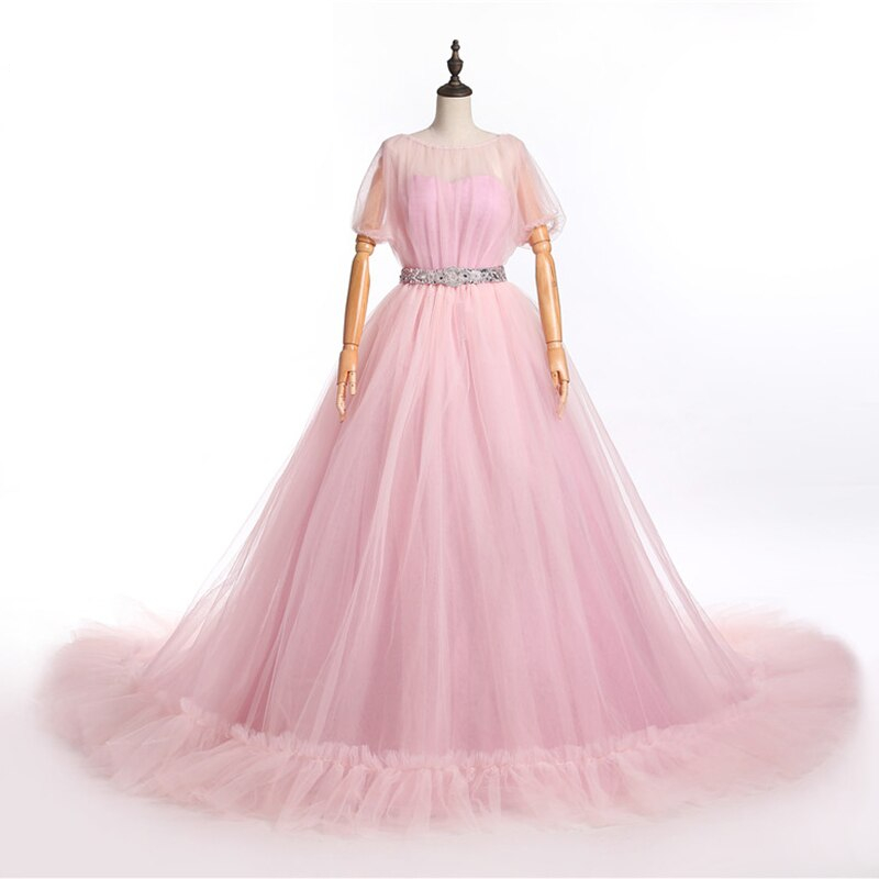 Fleepmart Romantic Pink Long Train Pregnant Photography Wedding Gown ...