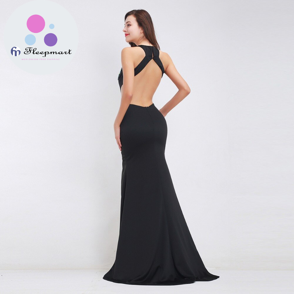 Fleepmart Vintage Black Evening Dresses Long 2020 Elegant O-Neck ...