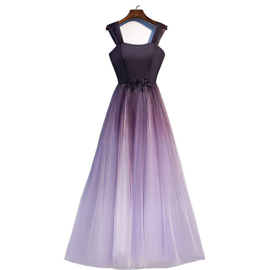 Fleepmart Purple White Evening Dresses Gradient color Tulle Party Long ...