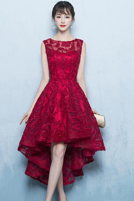 Fleepmart 2021 New burgundy Formal Long Evening Dress Lace Luxury Satin ...