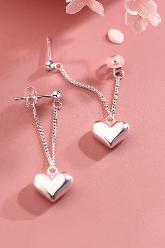 fleepmart Prevent Allergy 925 Sterling Silver Earrings for Women INS Fashion Vintage Smooth LOVE Heart Tassel Design Party Jewelry fleepmart Prevent Allergy 925 Sterling Silver Earrings for Women INS Fashion Vintage Smooth LOVE Heart Tassel Design Party Jewelry