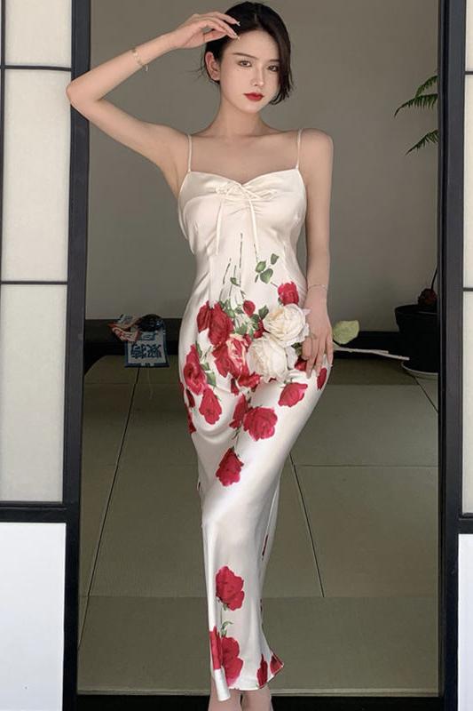 Fashion Vintage Sexy Strapless Sleeveless Midi Party Club Dress Ladies Elegant Robe Casual Floral Print Beach Vacation Dress Fashion Vintage Sexy Strapless Sleeveless Midi Party Club Dress Ladies Elegant Robe Casual Floral Print Beach Vacation Dress