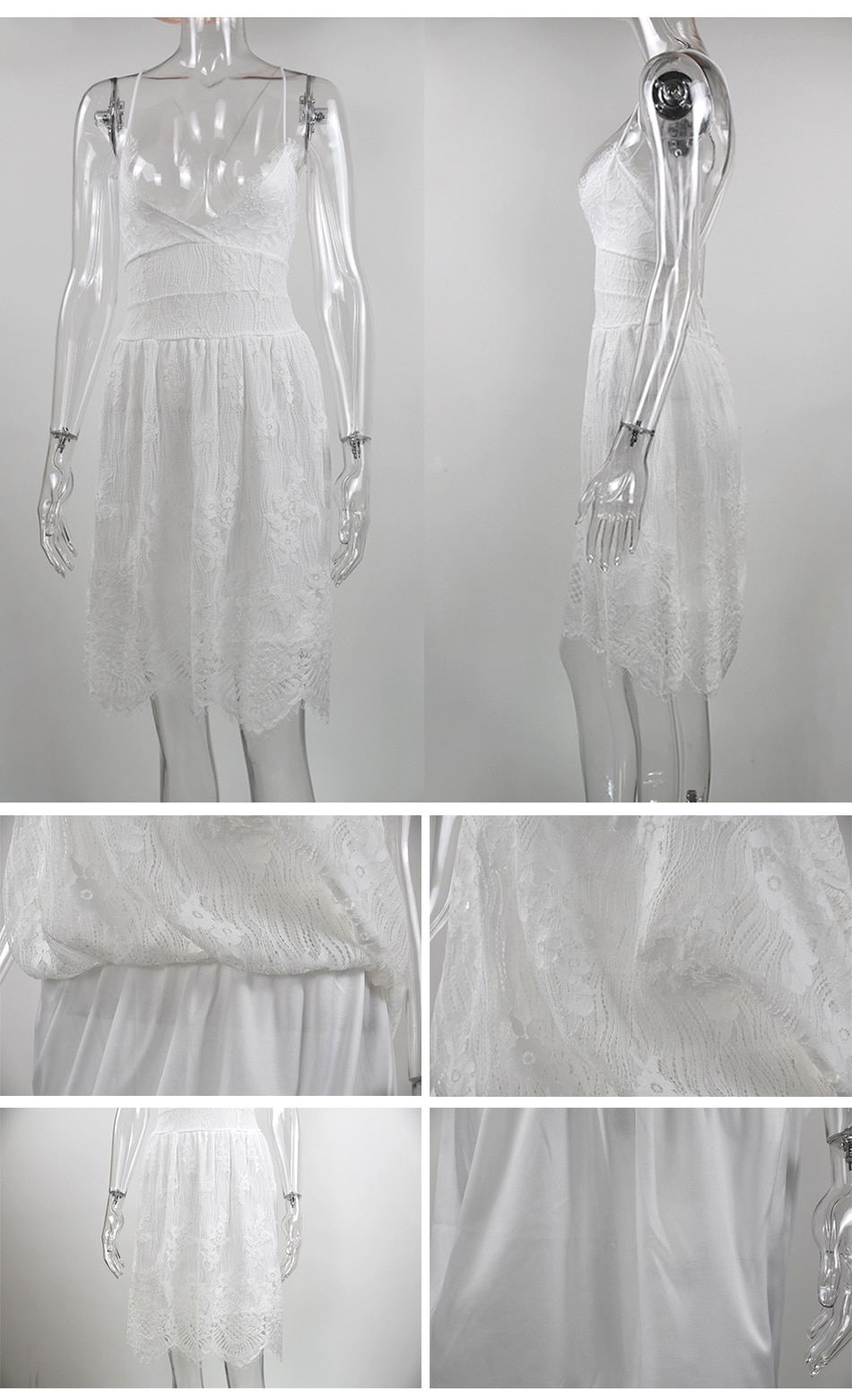 Women's Summer Lace Mini Party Dress with Deep V-Neck