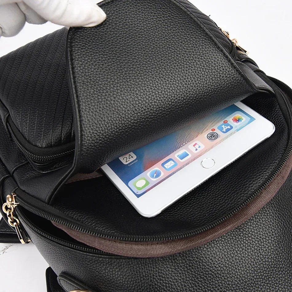 Fleepmart New Fashionable Women's Backpack High Quality Soft Leather Women Shoulder Bag Famous Luxury Brand Female Handbag Sac A Main