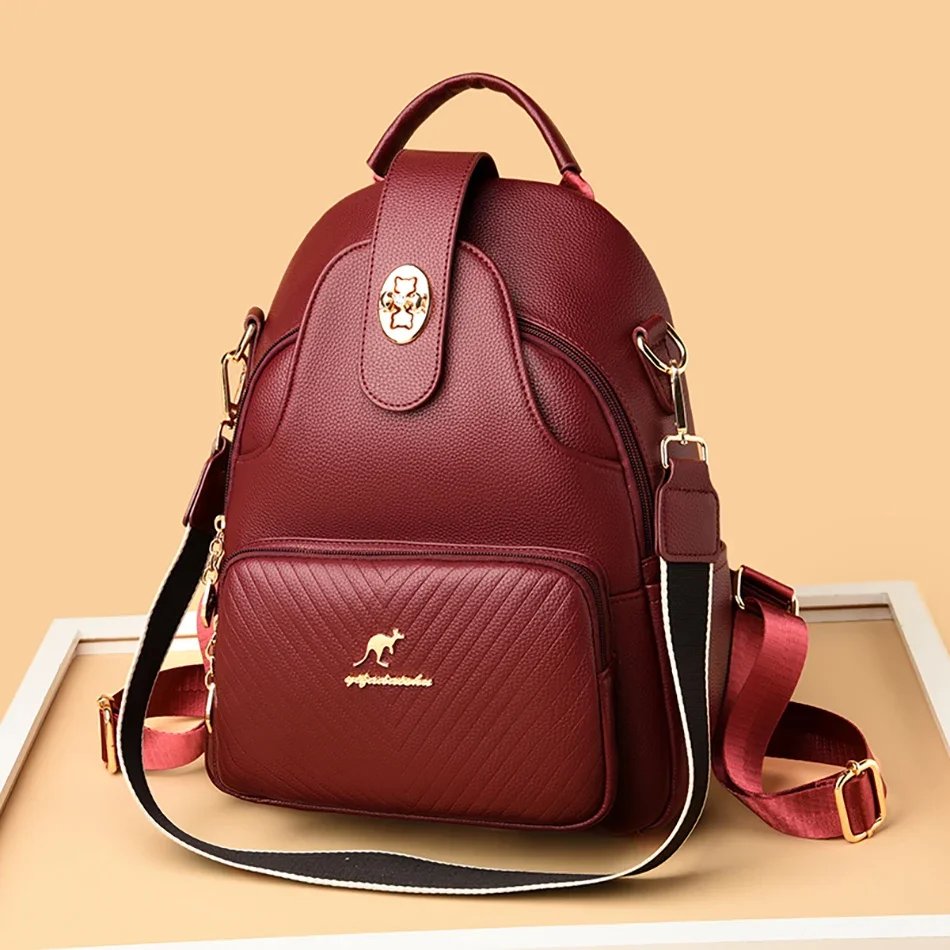 Fleepmart New Fashionable Women's Backpack High Quality Soft Leather Women Shoulder Bag Famous Luxury Brand Female Handbag Sac A Main Fleepmart New Fashionable Women's Backpack High Quality Soft Leather Women Shoulder Bag Famous Luxury Brand Female Handbag Sac A Main
