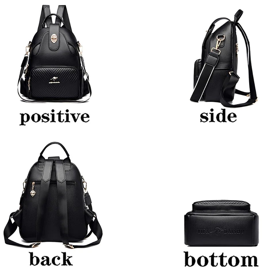 Fleepmart New Fashionable Women's Backpack High Quality Soft Leather Women Shoulder Bag Famous Luxury Brand Female Handbag Sac A Main