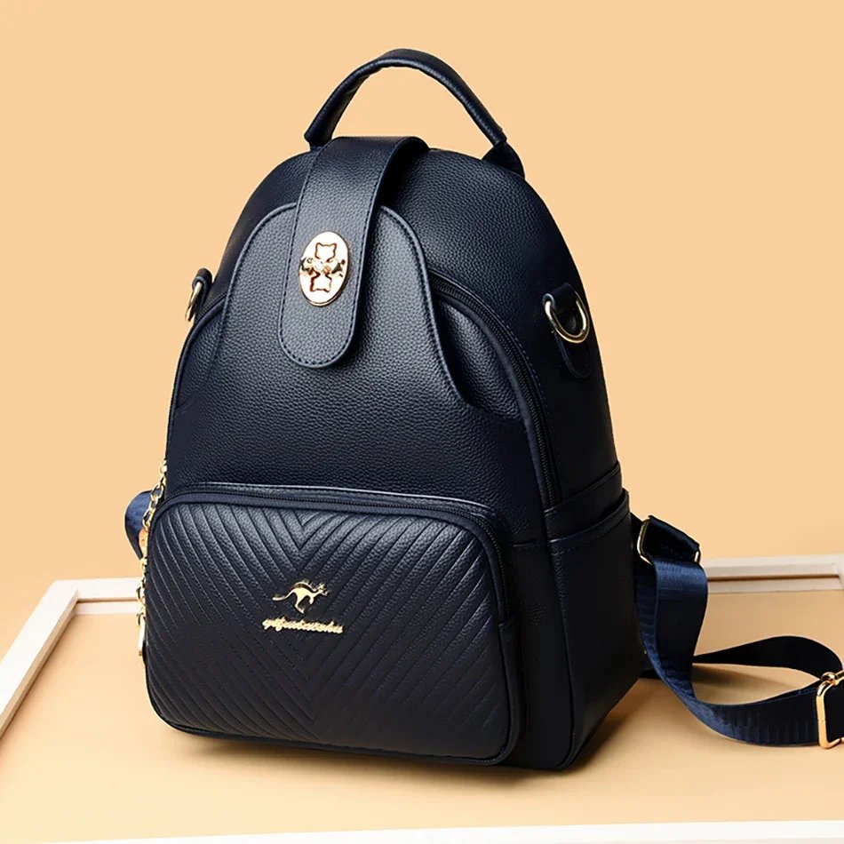 Fleepmart New Fashionable Women's Backpack High Quality Soft Leather Women Shoulder Bag Famous Luxury Brand Female Handbag Sac A Main