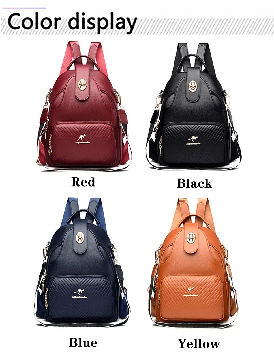 Fleepmart New Fashionable Women's Backpack High Quality Soft Leather Women Shoulder Bag Famous Luxury Brand Female Handbag Sac A Main