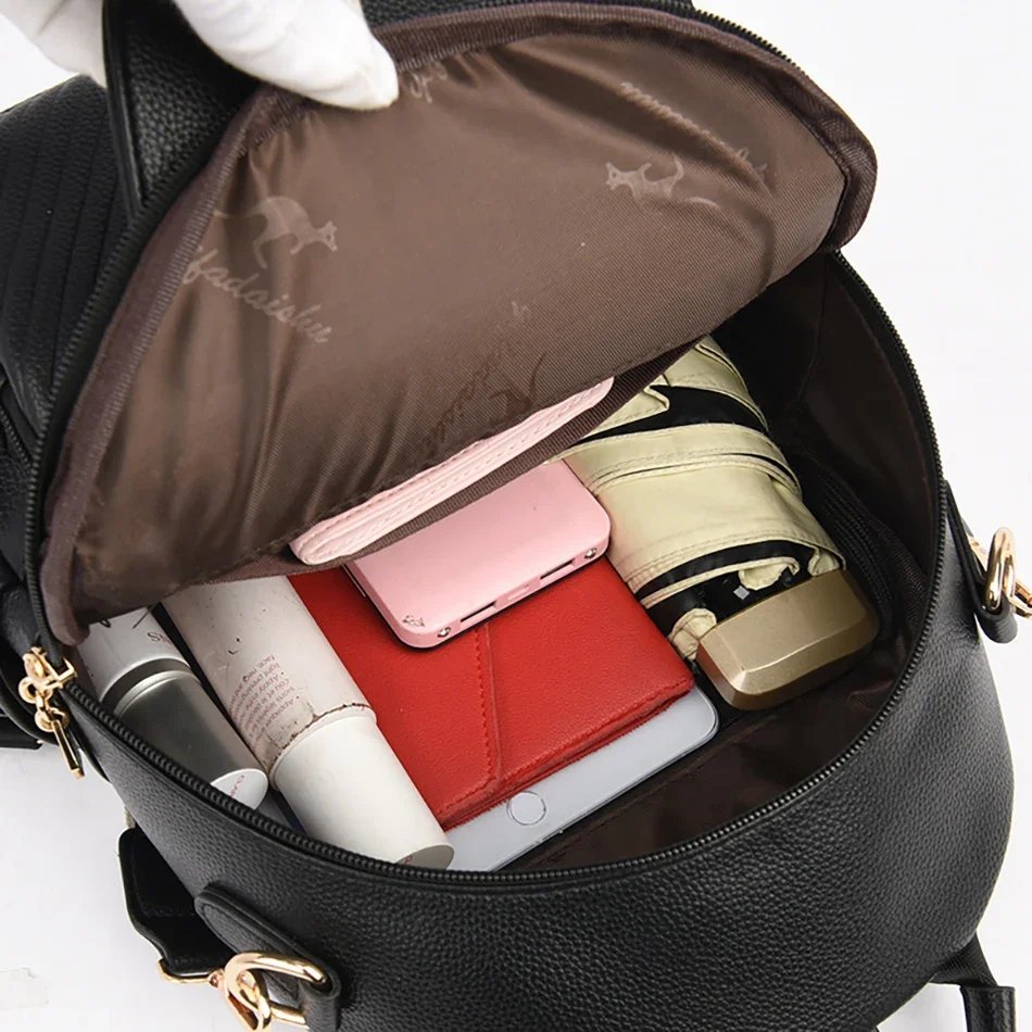 Fleepmart New Fashionable Women's Backpack High Quality Soft Leather Women Shoulder Bag Famous Luxury Brand Female Handbag Sac A Main