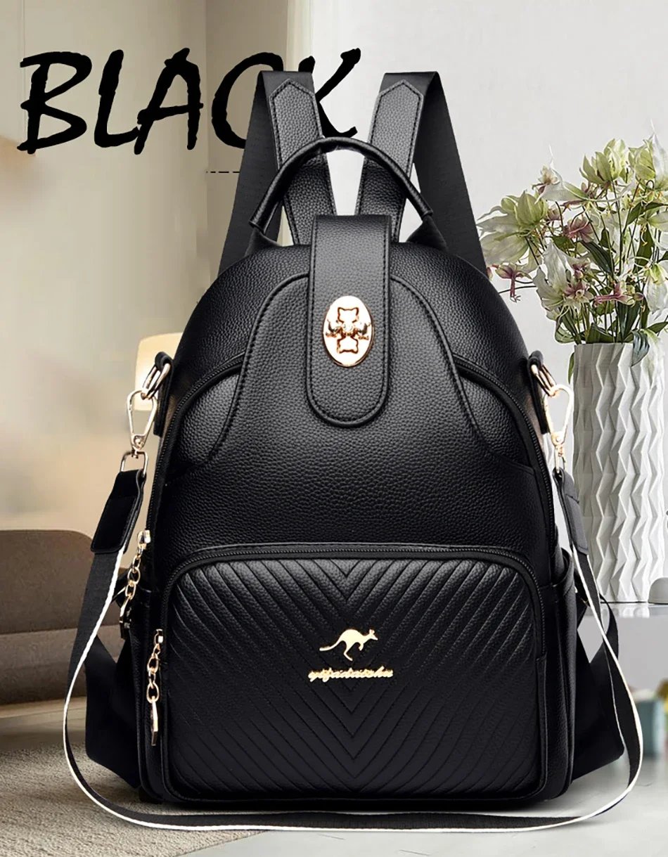 Fleepmart New Fashionable Women's Backpack High Quality Soft Leather Women Shoulder Bag Famous Luxury Brand Female Handbag Sac A Main