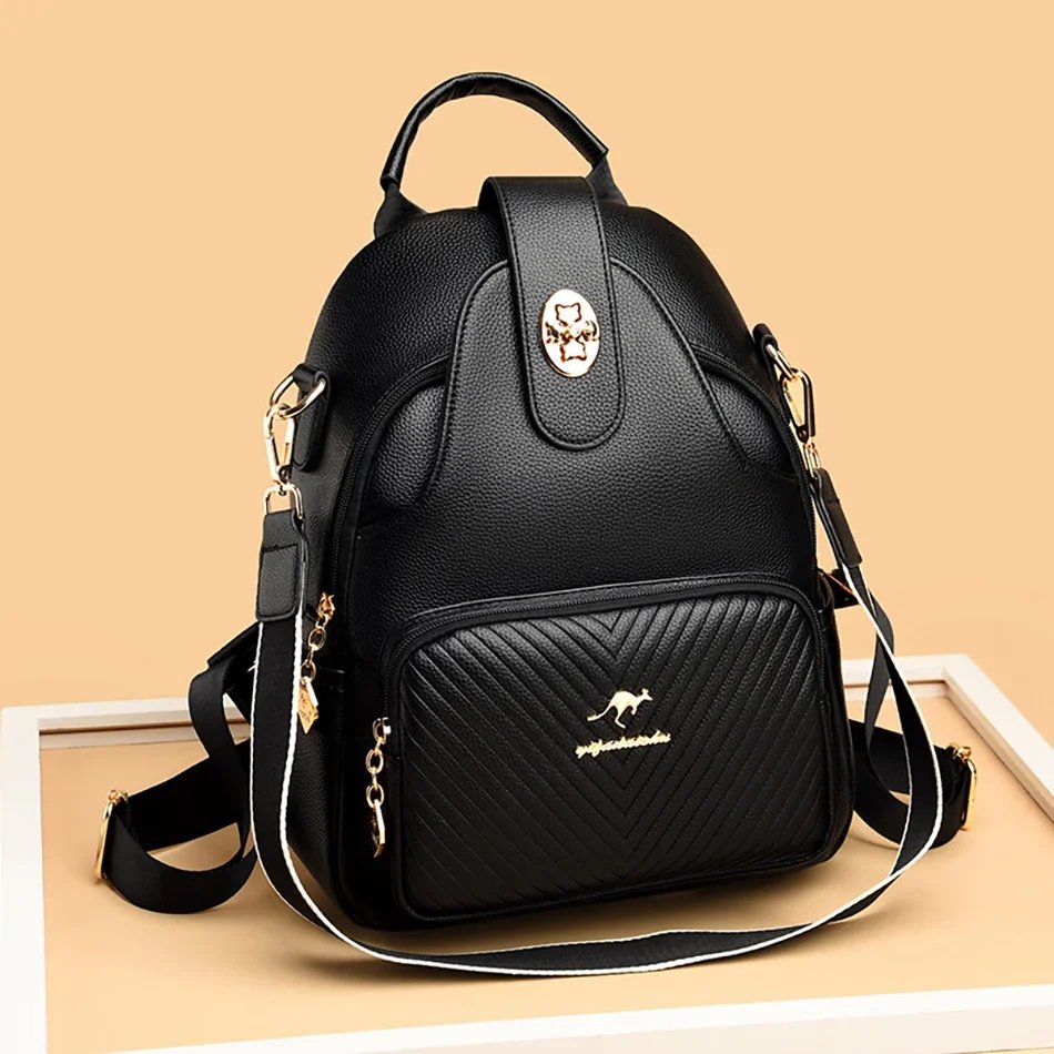 Fleepmart New Fashionable Women's Backpack High Quality Soft Leather Women Shoulder Bag Famous Luxury Brand Female Handbag Sac A Main