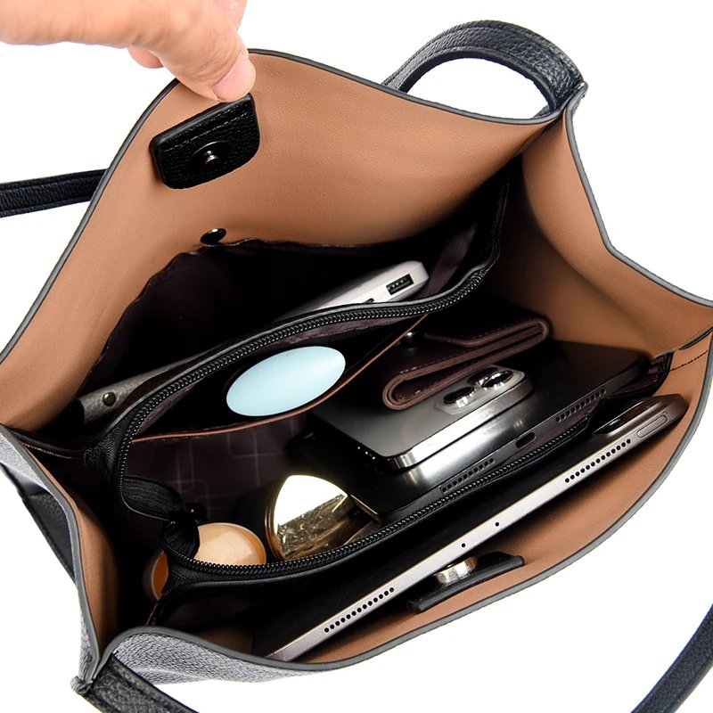 Fleepmart Luxury Designer Crossbody Bag For Women 2026 Brand 3 Layers Handbag Purse Female Genuine High Quality Leather Shoulder Totes Sac