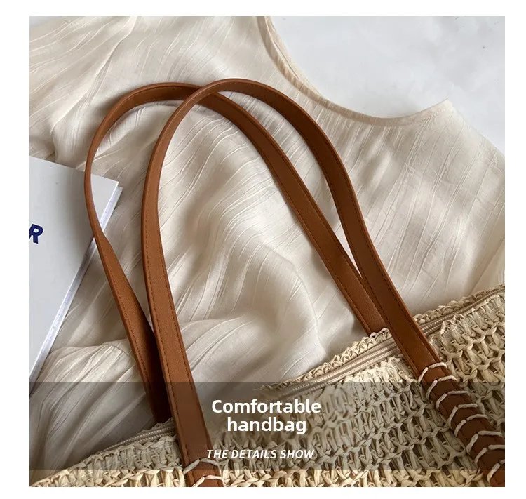 Fleepmart Hand-woven Women's Shoulder Handbag Bohemian 2026 Summer Fashion Straw Beach Tote Bag Travel Shopper Weaving Shopping Bags