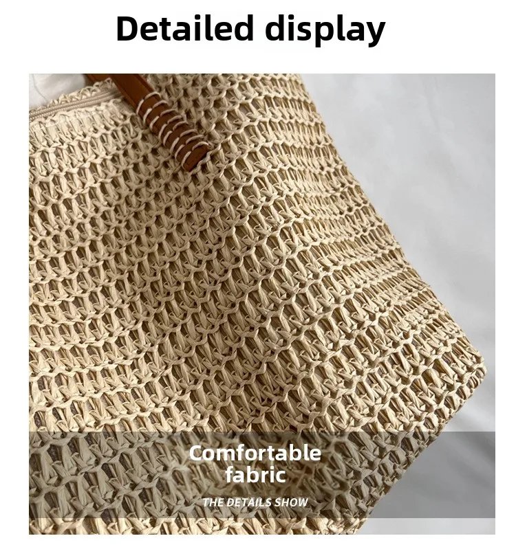 Fleepmart Hand-woven Women's Shoulder Handbag Bohemian 2026 Summer Fashion Straw Beach Tote Bag Travel Shopper Weaving Shopping Bags