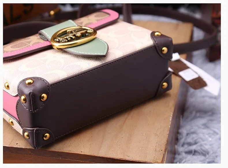 Fleepmart New minimalist and fashionable small handbag, contrasting color women's bag, high-end carriage crossbody bag, portable box bag