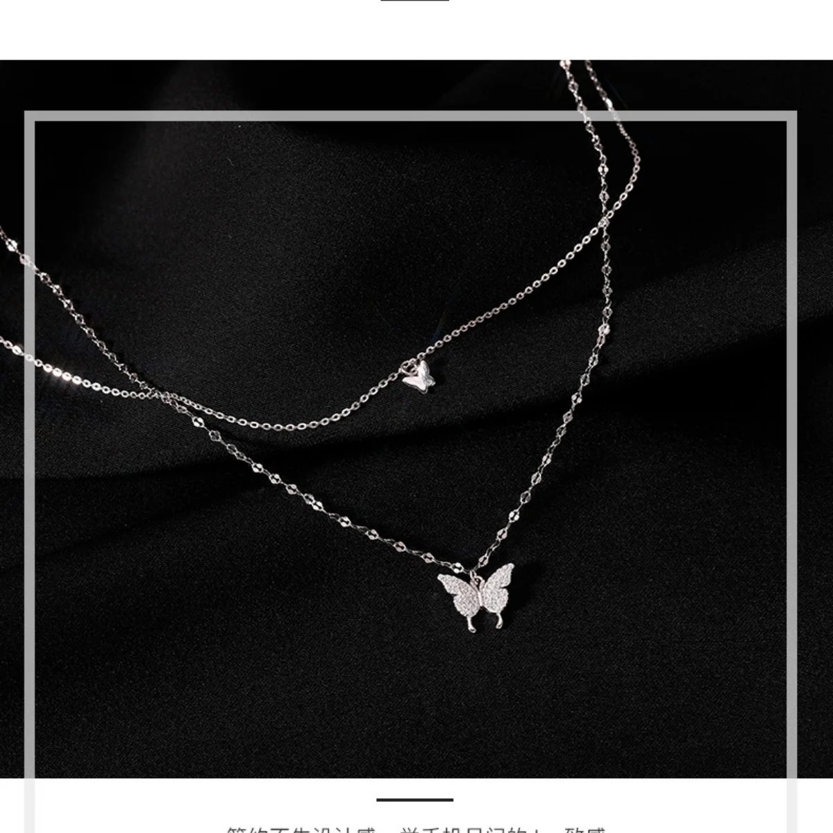 Fleepmart New Shiny Butterfly Necklace Ladies Exquisite Double Layer Clavicle Chain Necklace Jewelry for Ladies Gift Fleepmart New Shiny Butterfly Necklace Ladies Exquisite Double Layer Clavicle Chain Necklace Jewelry for Ladies Gift
