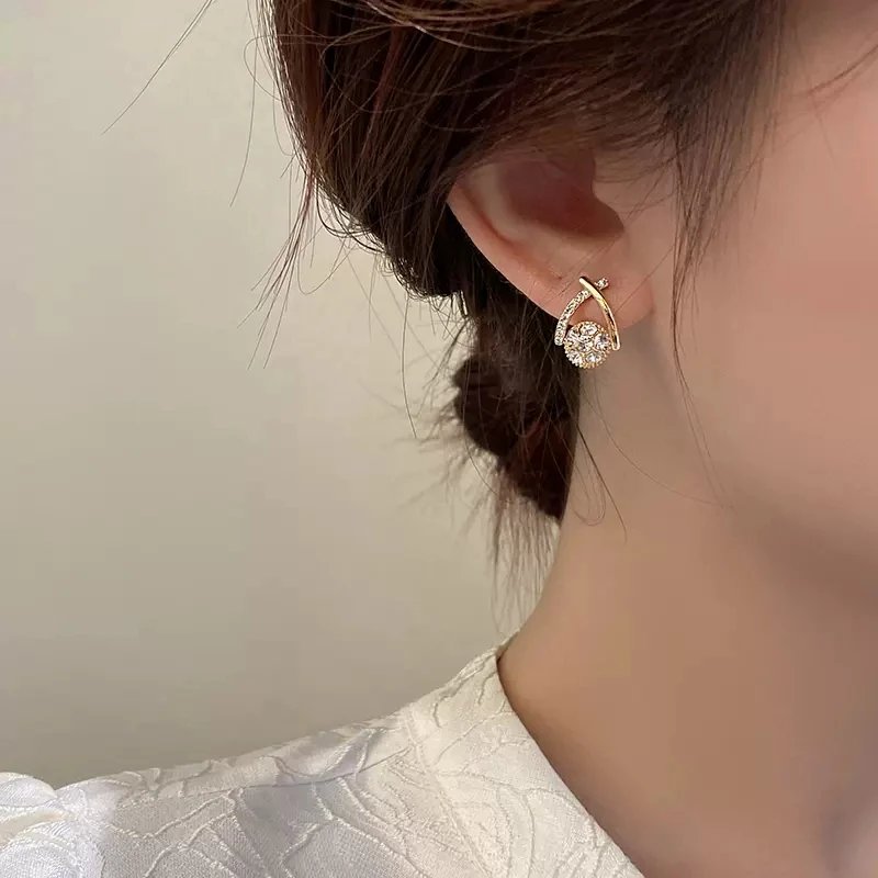 Elegant Crystal Fishtail Stud Earrings for Women | Korean Style Jewelry