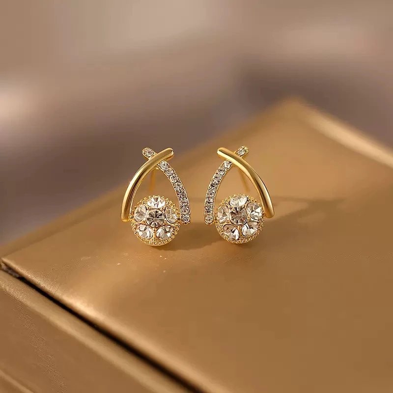 Elegant Crystal Fishtail Stud Earrings for Women | Korean Style Jewelry
