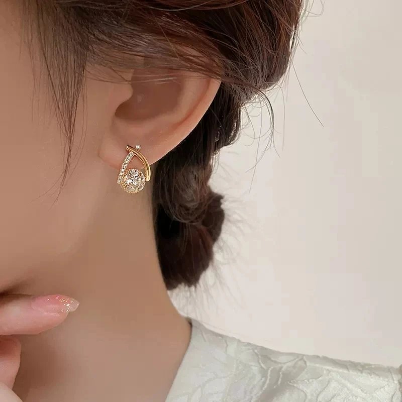 Elegant Crystal Fishtail Stud Earrings for Women | Korean Style Jewelry
