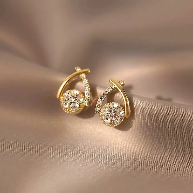 Elegant Crystal Fishtail Stud Earrings for Women | Korean Style Jewelry