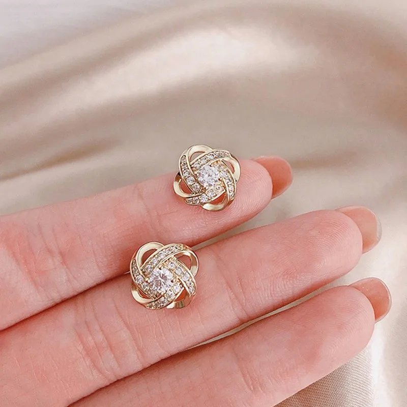 Luxury Zircon Cross Stud Earrings for Women | Elegant Hollow Geometric Design Luxury Zircon Cross Stud Earrings for Women | Elegant Hollow Geometric Design