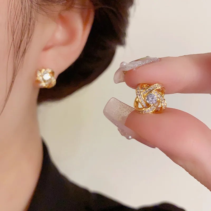 Luxury Zircon Cross Stud Earrings for Women | Elegant Hollow Geometric Design Luxury Zircon Cross Stud Earrings for Women | Elegant Hollow Geometric Design