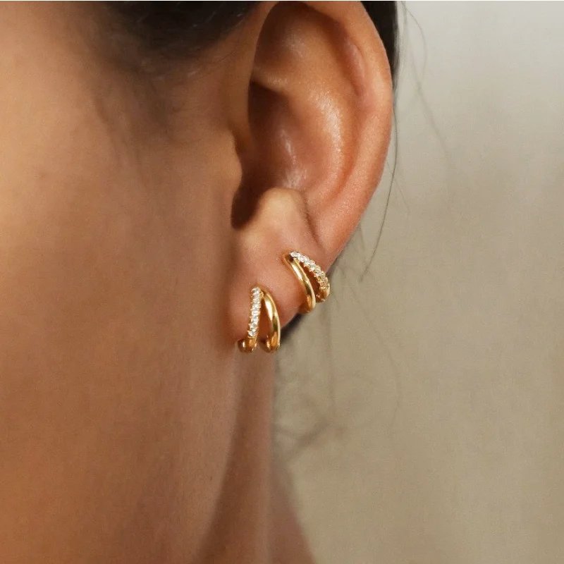 Stainless Steel Zircon Star Hoop Earrings | Vintage Crystal Circle Design