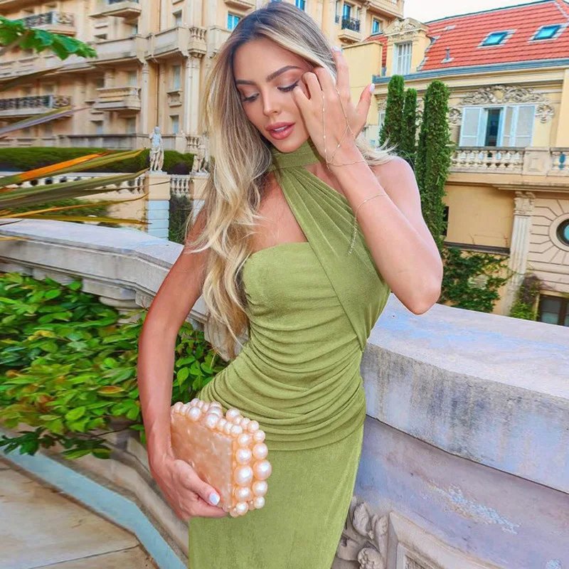 Fleepmart Halter Strapless Sexy Maxi Dress For Women Fashion Green Off-shoulder Backless Sleeveless Bodycon Elegant Long Dress Fleepmart Halter Strapless Sexy Maxi Dress For Women Fashion Green Off-shoulder Backless Sleeveless Bodycon Elegant Long Dress