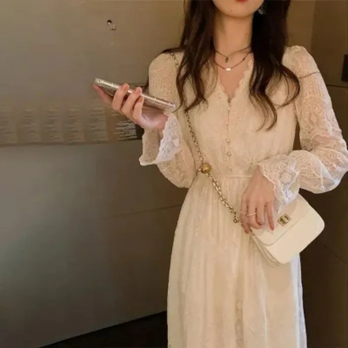 Fleepmart Elegant White Lace Dress Women's Inner Wear Spring Autumn Small Size Dandelion Personality Small Fragrance Style Skirt - Image 4