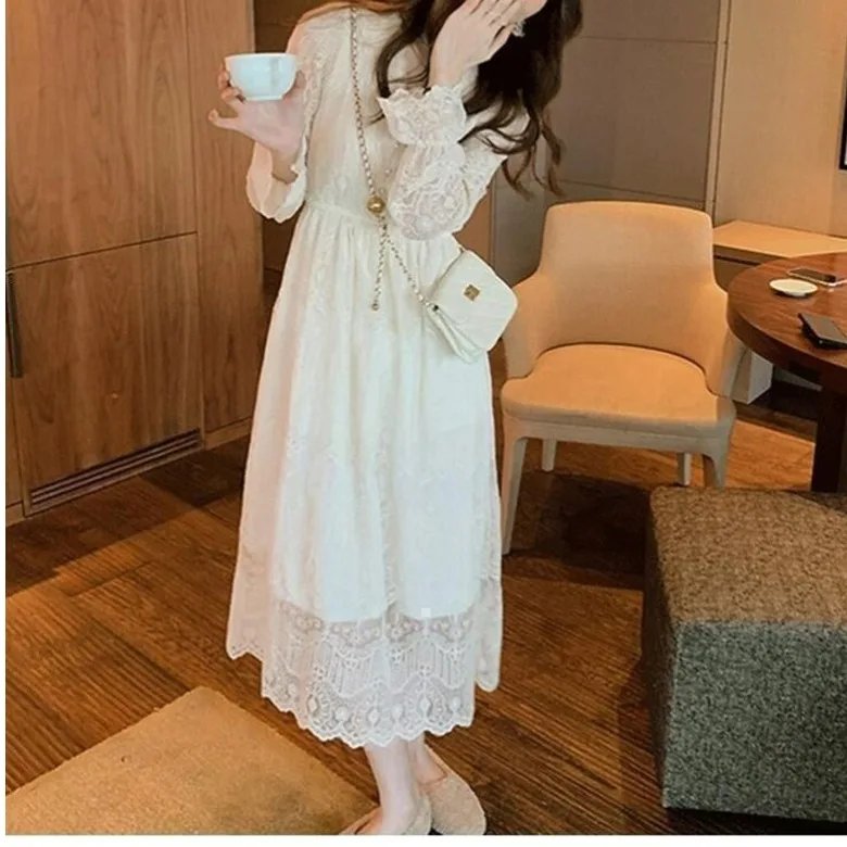 Fleepmart Elegant White Lace Dress Women's Inner Wear Spring Autumn Small Size Dandelion Personality Small Fragrance Style Skirt - Image 2