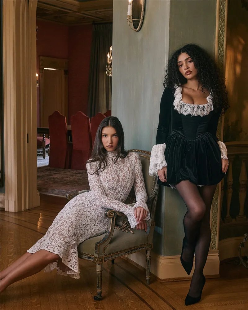Fleepmart Lace Long Sleeve Sexy Midi Dress For Women Elegant White Half High Collar High Waist Bodycon Club Party Sexy Long Dress Fleepmart Lace Long Sleeve Sexy Midi Dress For Women Elegant White Half High Collar High Waist Bodycon Club Party Sexy Long Dress
