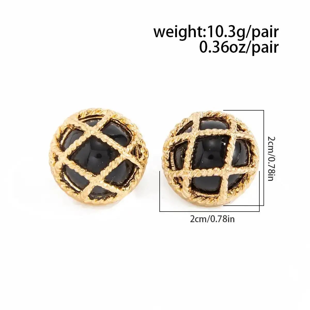 Fleepmart 6 Colors Retro Rounds Resin Crystal Stud Earrings Women Boho Gold Color Grid Cage Shaped Piercing Earring Jewelry Gifts