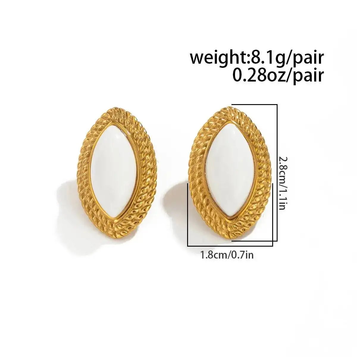 Fleepmart Elegant Inlaid Resin Stainless Steel Stud Earrings for Women Vintage 18K Gold Plated Geometric Earring New Jewelry Gift Fleepmart Elegant Inlaid Resin Stainless Steel Stud Earrings for Women Vintage 18K Gold Plated Geometric Earring New Jewelry Gift