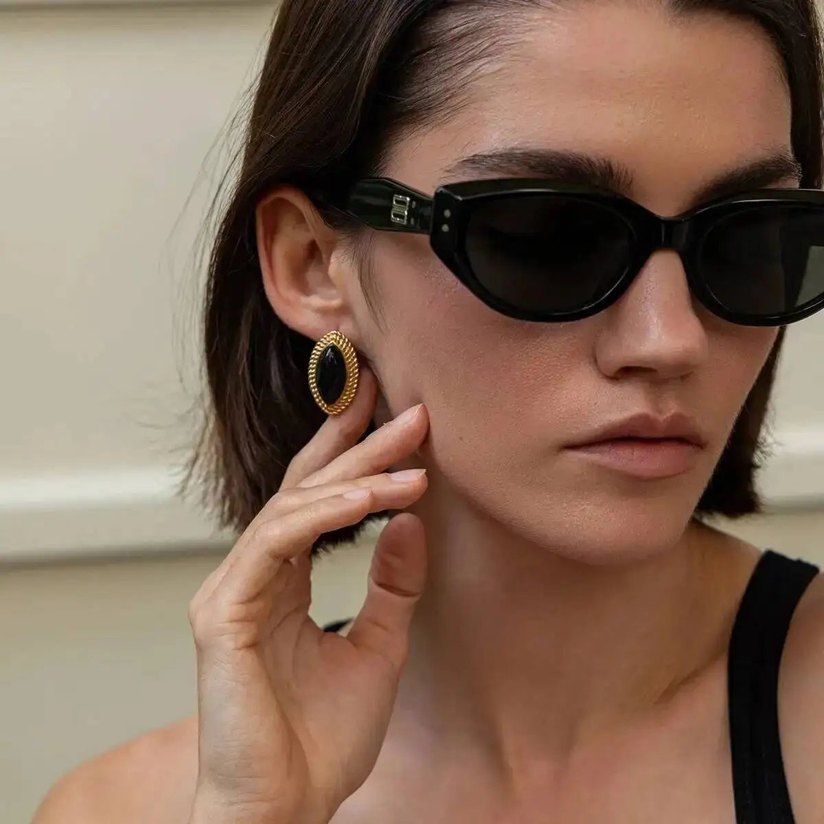 Fleepmart Elegant Inlaid Resin Stainless Steel Stud Earrings for Women Vintage 18K Gold Plated Geometric Earring New Jewelry Gift Fleepmart Elegant Inlaid Resin Stainless Steel Stud Earrings for Women Vintage 18K Gold Plated Geometric Earring New Jewelry Gift
