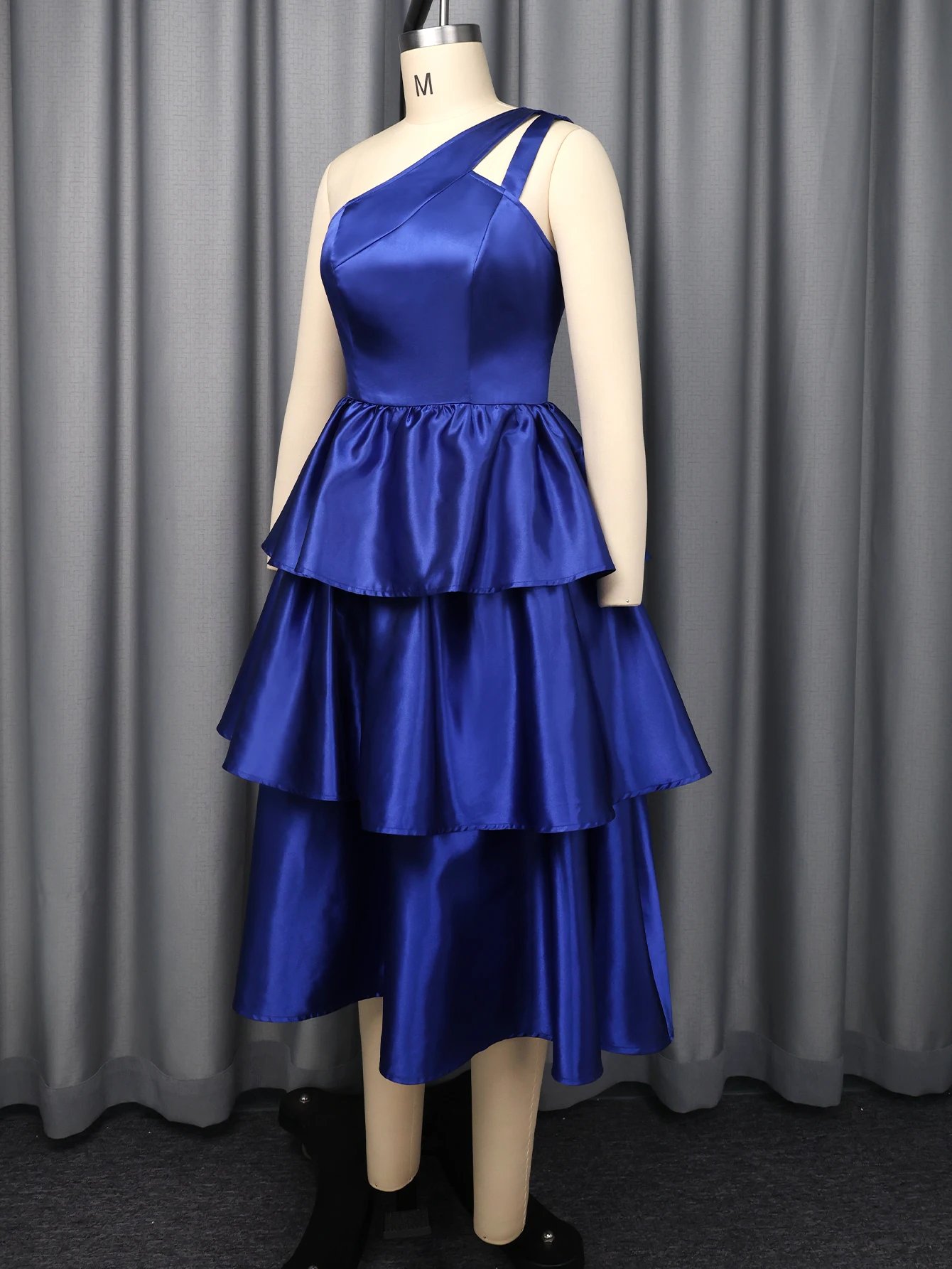 Fleepmart Women Elegant Shiny One Shoulder Ruffle Layered Christmas Party Dresses Date Out Birthday Wedding Guest Event Occasion Gowns New