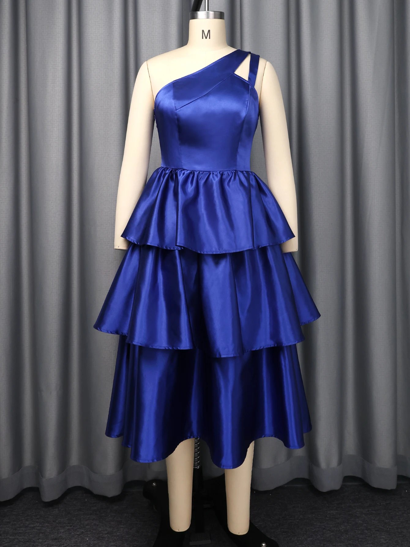 Fleepmart Women Elegant Shiny One Shoulder Ruffle Layered Christmas Party Dresses Date Out Birthday Wedding Guest Event Occasion Gowns New