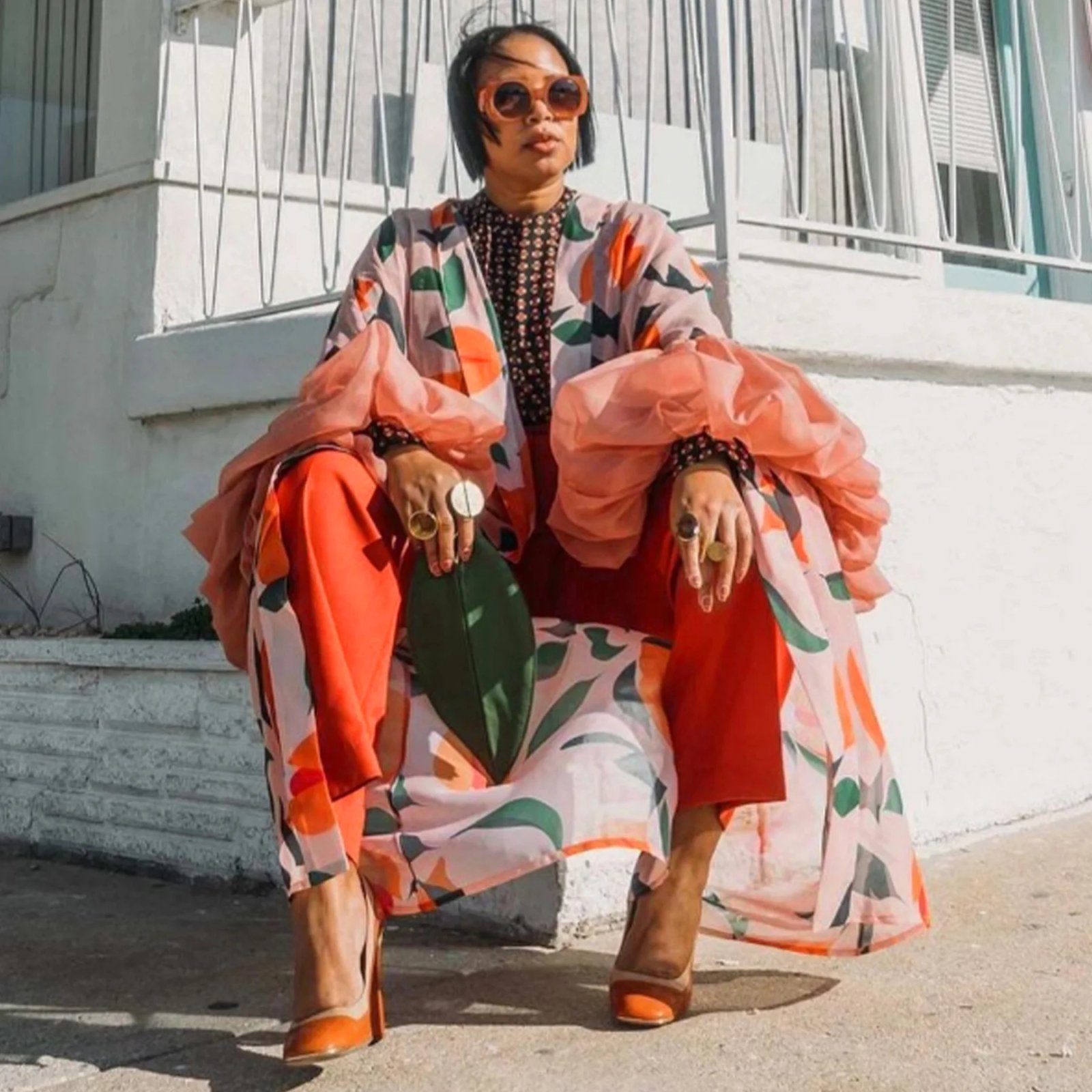 Fleepmart African Female Ordinary Kaftan Robe Fashion Loose Puff Sleeves Bold Print Colorblock Boubou Gowns Causal Beach Party Occasions