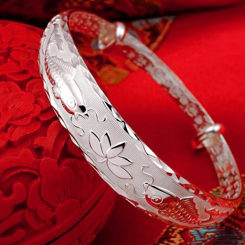 Fleepmart New 925 Sterling Silver Original romantic Gypsophila star Bangles for women bracelets fashion party wedding accessories jewelry