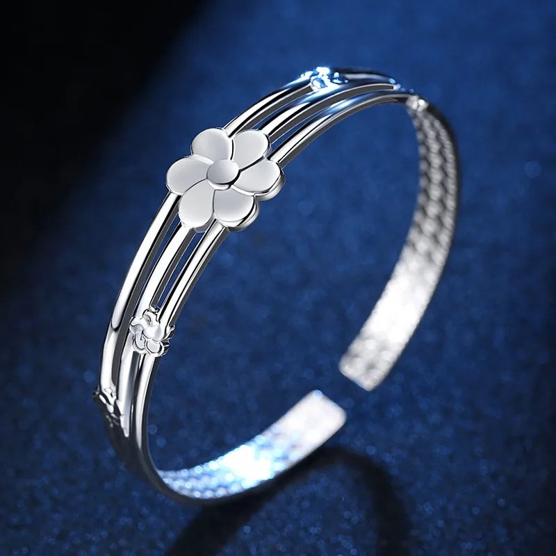 Fleepmart New 925 Sterling Silver Original romantic Gypsophila star Bangles for women bracelets fashion party wedding accessories jewelry
