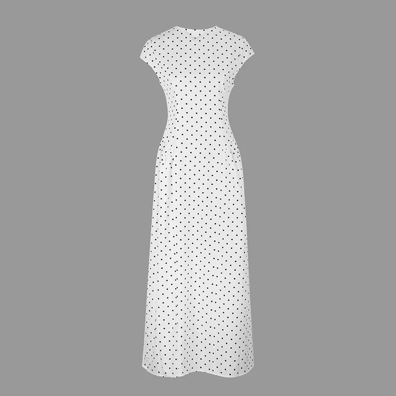 Fleepmart Women New Long Dresses Summer Elegant Upgraded Version Casual Polka Dots Party Dress Graceful Holiday Casual Slim Female Dresses