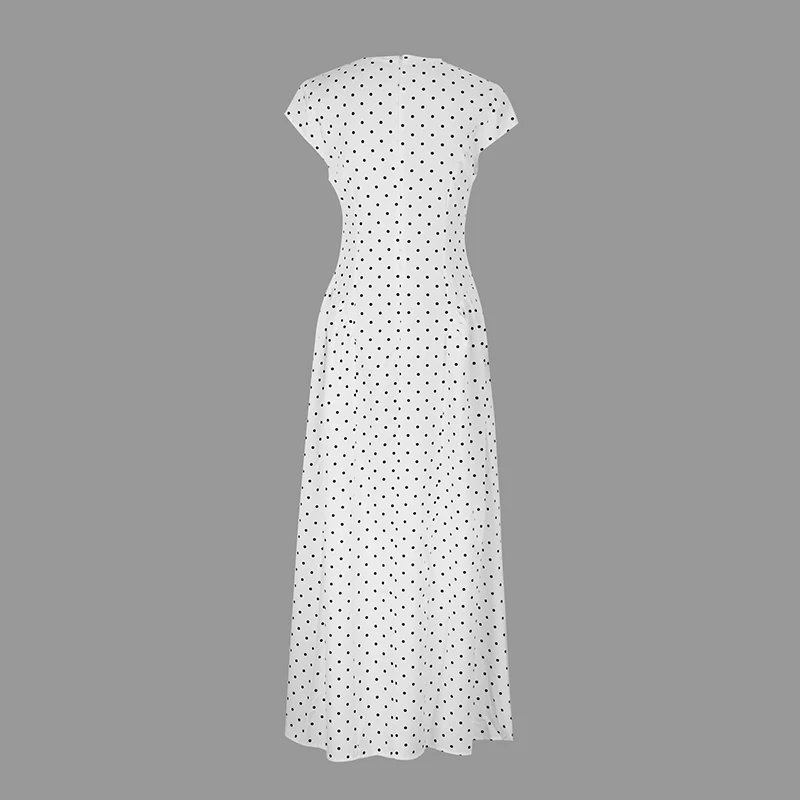 Fleepmart Women New Long Dresses Summer Elegant Upgraded Version Casual Polka Dots Party Dress Graceful Holiday Casual Slim Female Dresses