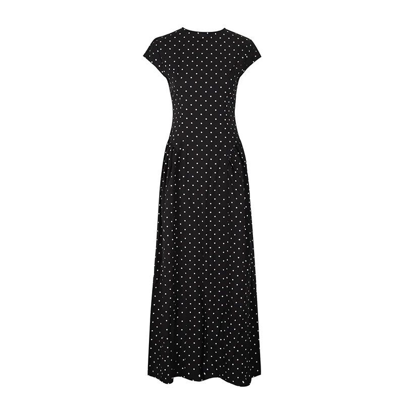 Fleepmart Women New Long Dresses Summer Elegant Upgraded Version Casual Polka Dots Party Dress Graceful Holiday Casual Slim Female Dresses