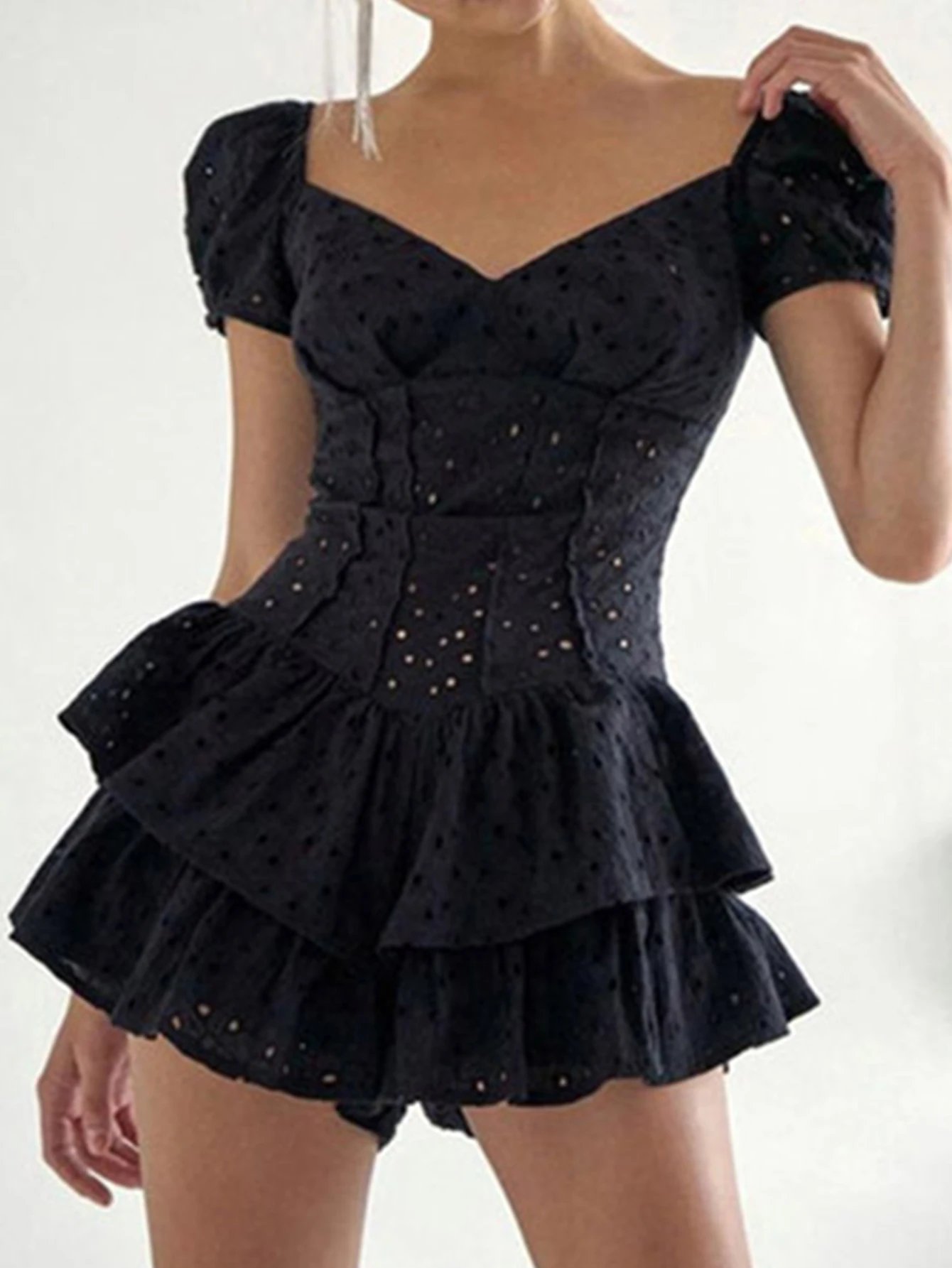 Sexy hollow black white mini summer dress women elegant backless tierred birthday dress new short evening party dresses vestidos - Image 4