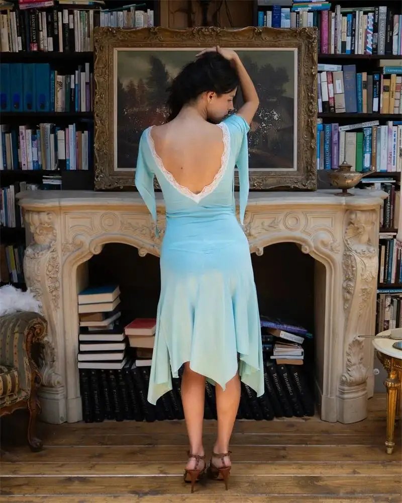 Fleepmart Women Lace V Neck Flutter Sleeve Midi Dress Ruched Waist Irregular Split Hem Bodycon Dress Beach Wedding Guest Dress