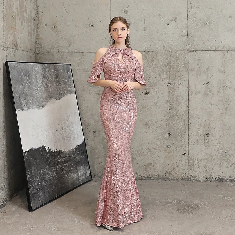 Fleepmart Elegant Mermaid Off the Shoulder Evening Dresses for Woman Sequins Dress for Special Occasions Formal Party Dresses