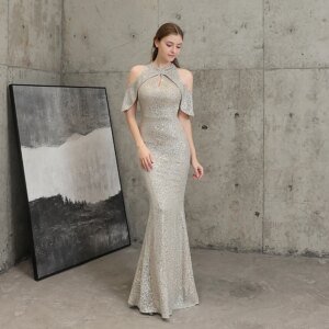 Fleepmart Elegant Mermaid Off the Shoulder Evening Dresses for Woman Sequins Dress for Special Occasions Formal Party Dresses