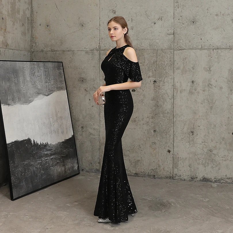 Fleepmart Elegant Mermaid Off the Shoulder Evening Dresses for Woman Sequins Dress for Special Occasions Formal Party Dresses