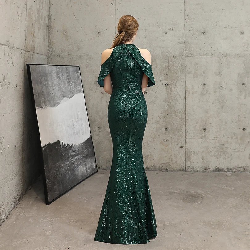Fleepmart Elegant Mermaid Off the Shoulder Evening Dresses for Woman Sequins Dress for Special Occasions Formal Party Dresses