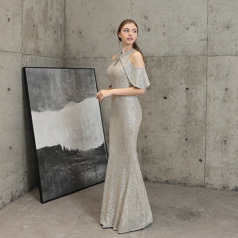Fleepmart Elegant Mermaid Off the Shoulder Evening Dresses for Woman Sequins Dress for Special Occasions Formal Party Dresses