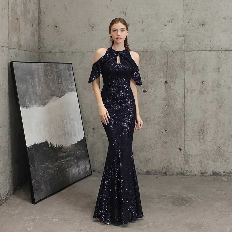 Fleepmart Elegant Mermaid Off the Shoulder Evening Dresses for Woman Sequins Dress for Special Occasions Formal Party Dresses